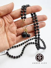 Black Amber Round Shape Pendant Beaded Necklace